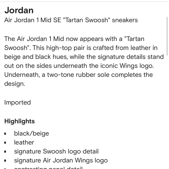 COPY - Air Jordan 1 Mid SE "Tartan Swoosh" sneakers New in Box - Picture 13 of 13